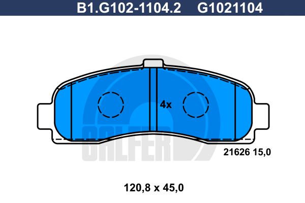 

Комплект тормозных дисковых колодок GALFER B1.G102-1104.2