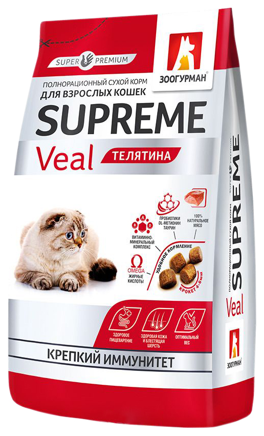 фото Сухой корм для кошек зоогурман supreme, телятина, 0,35кг