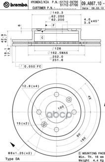 фото Тормозной диск brembo 09a86710