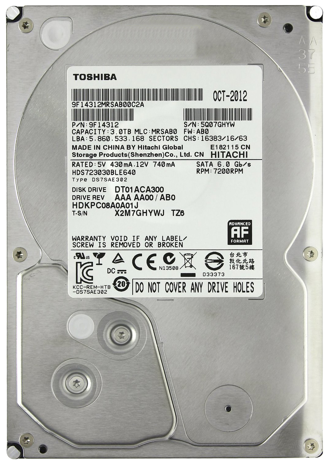 

Жесткий диск Toshiba DT 3ТБ (DT01ACA300), DT