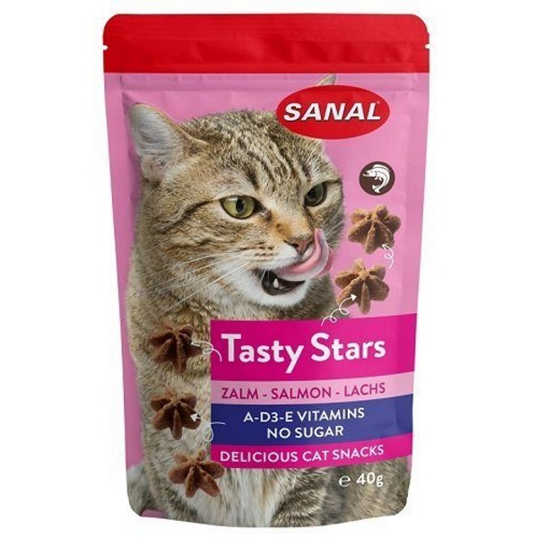 фото Лакомство для кошек sanal tasty stars фигурки, лосось, 40 г