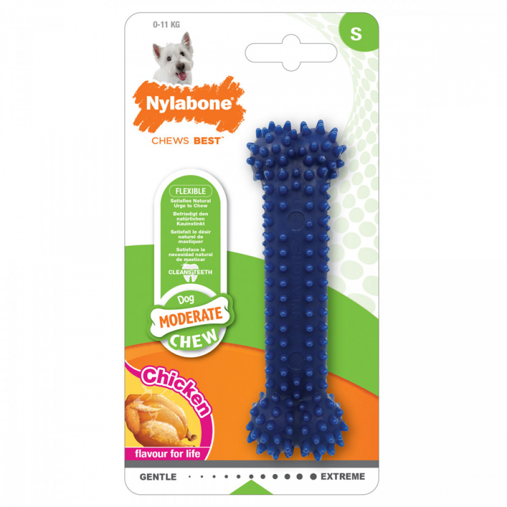 

Жевательная игрушка для собак Nylabone Косточка умеренно жесткая с ароматом курицы S
