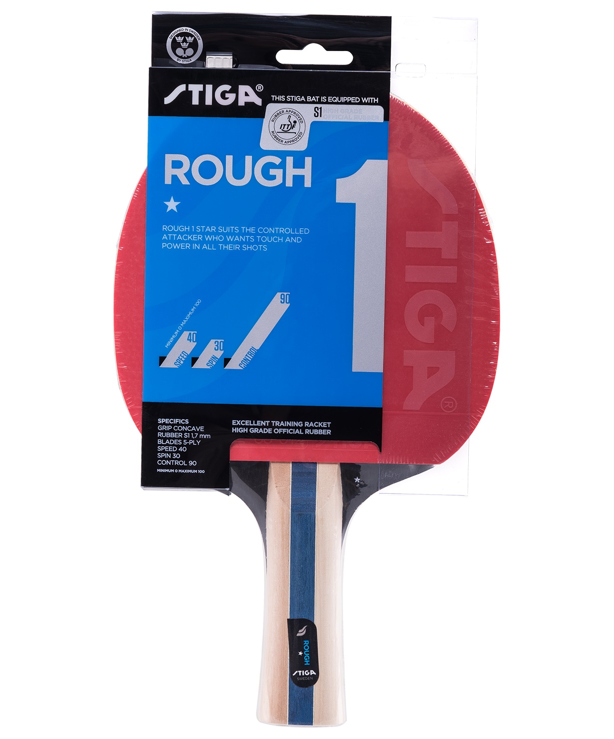 

Ракетка для настольного тенниса Stiga Rough, коническая ручка, 1 звезда, Rough