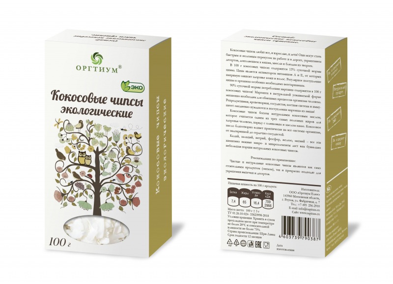 

Кокосовые чипсы Оргтиум экологические 100 г