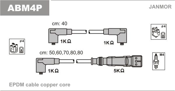 фото Комплект проводов зажигания janmor abm4p