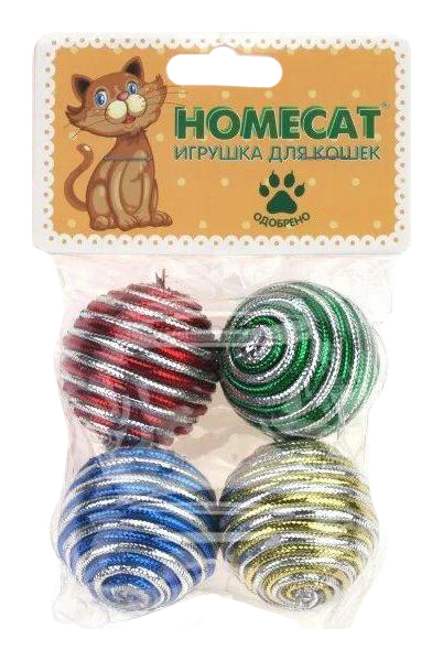 

Игрушка для кошек Homecat Мячи полосатые гремящие, в ассортименте, диаметр 4 см, 4 шт