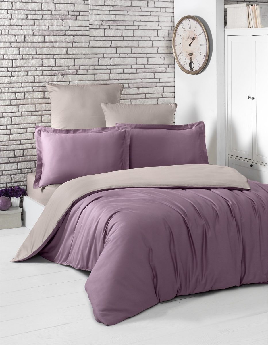Постельное белье Karna Gaylon Цвет: Светло-Фиолетовый, Капучино (2 спальное евро)