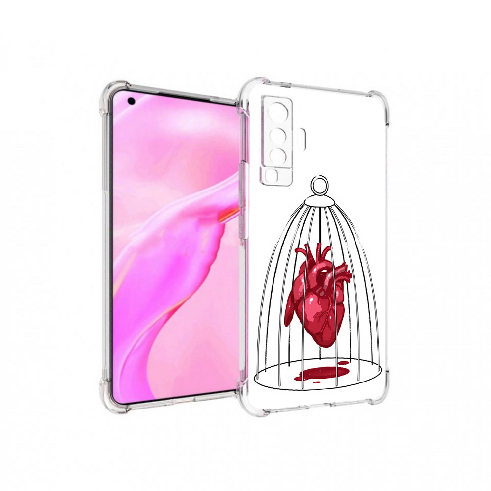 

Чехол MyPads Tocco для Vivo X50 сердце в клетке (PT226969.391.597), Прозрачный, Tocco