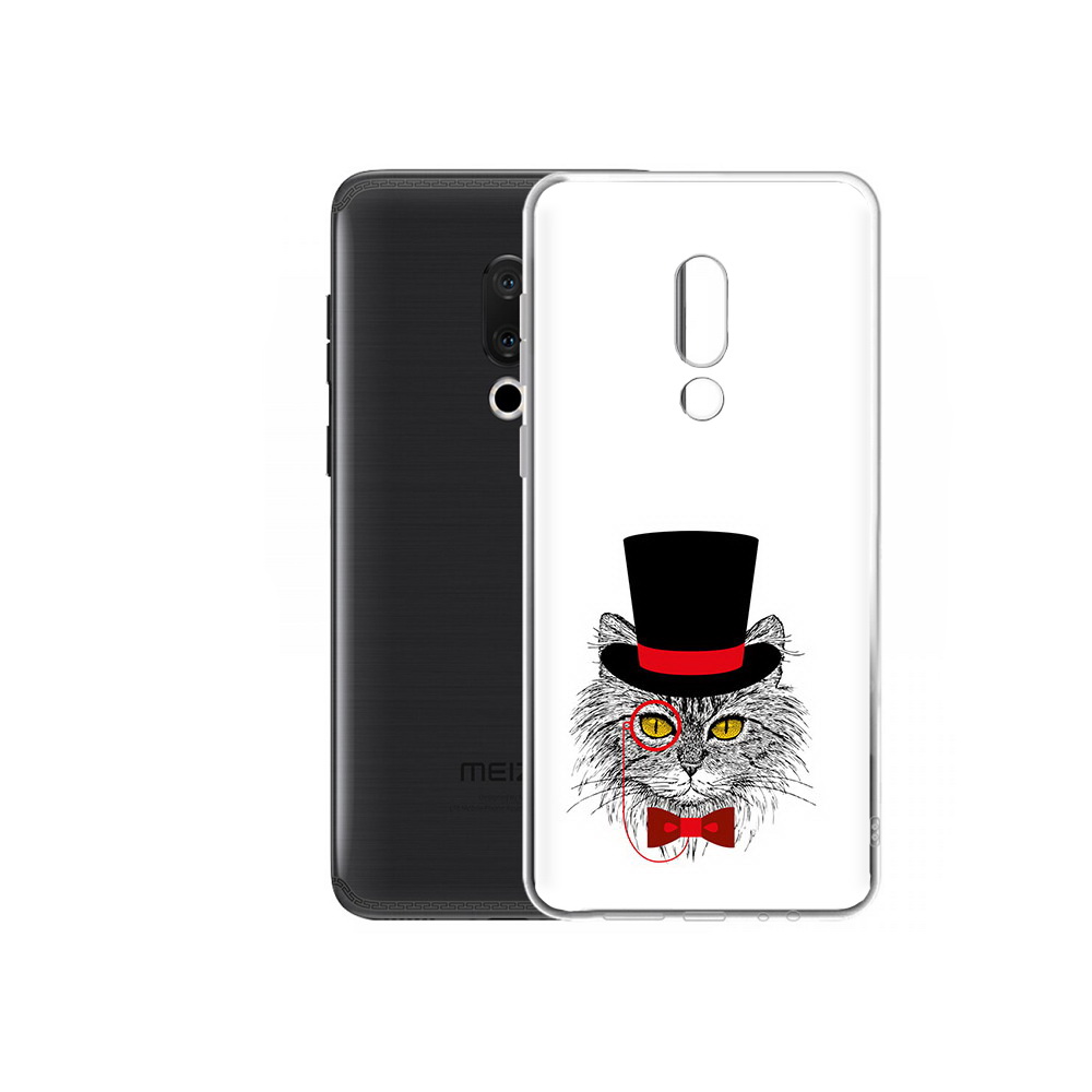 

Чехол MyPads Tocco для Meizu M15 Plus кот в шляпе, Прозрачный, Tocco