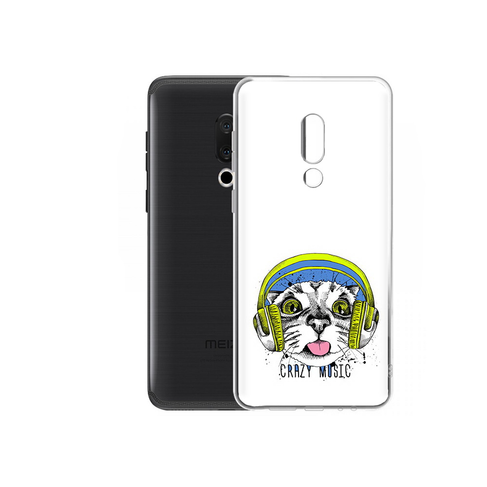 

Чехол MyPads Tocco для Meizu M15 Plus кошка в наушниках рисунок, Прозрачный, Tocco