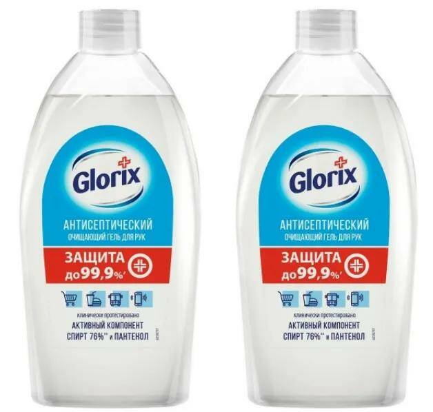 

Гель для рук Glorix Антисептический 750 мл 2 шт, антисептический
