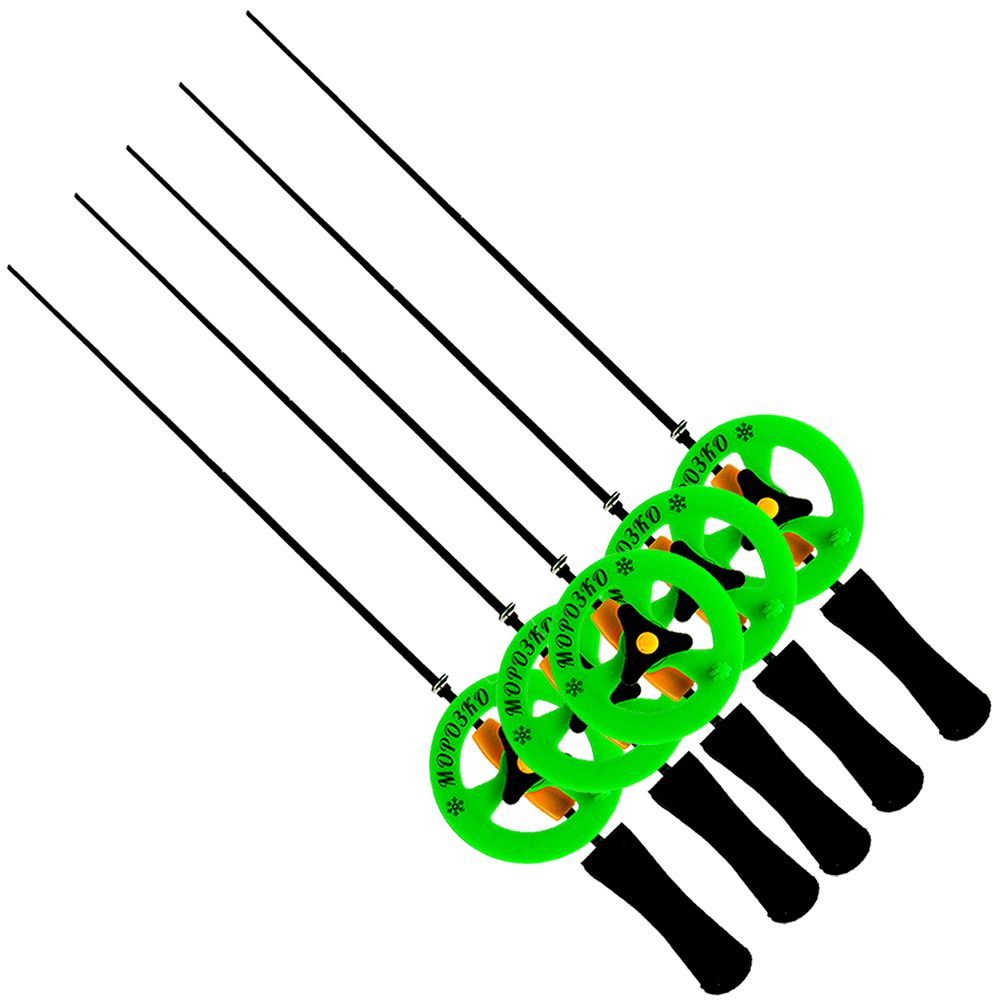 Удочка зимняя (5шт) Морозко 30 см (ручка неопрен., хлыст 20 см) цв. катушки Зелёный