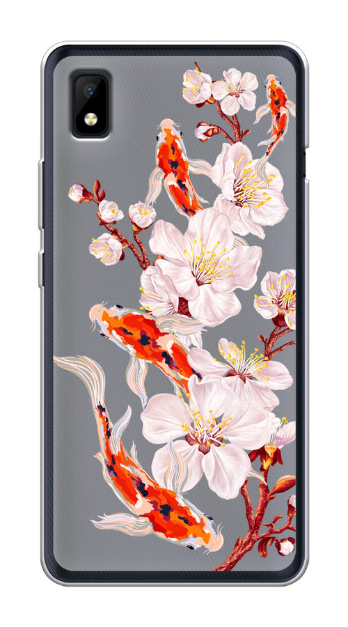 

Чехол на ZTE Blade L210 "Карпы и сакура", Оранжевый;розовый;бежевый;прозрачный, 134150-1