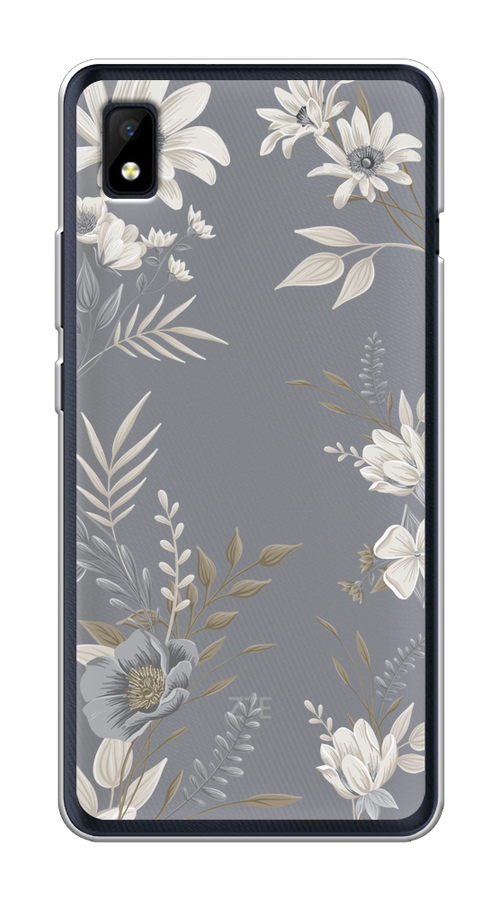 

Чехол на ZTE Blade L210 "Цветы сепия", Серый;прозрачный;зеленый;белый, 134150-1