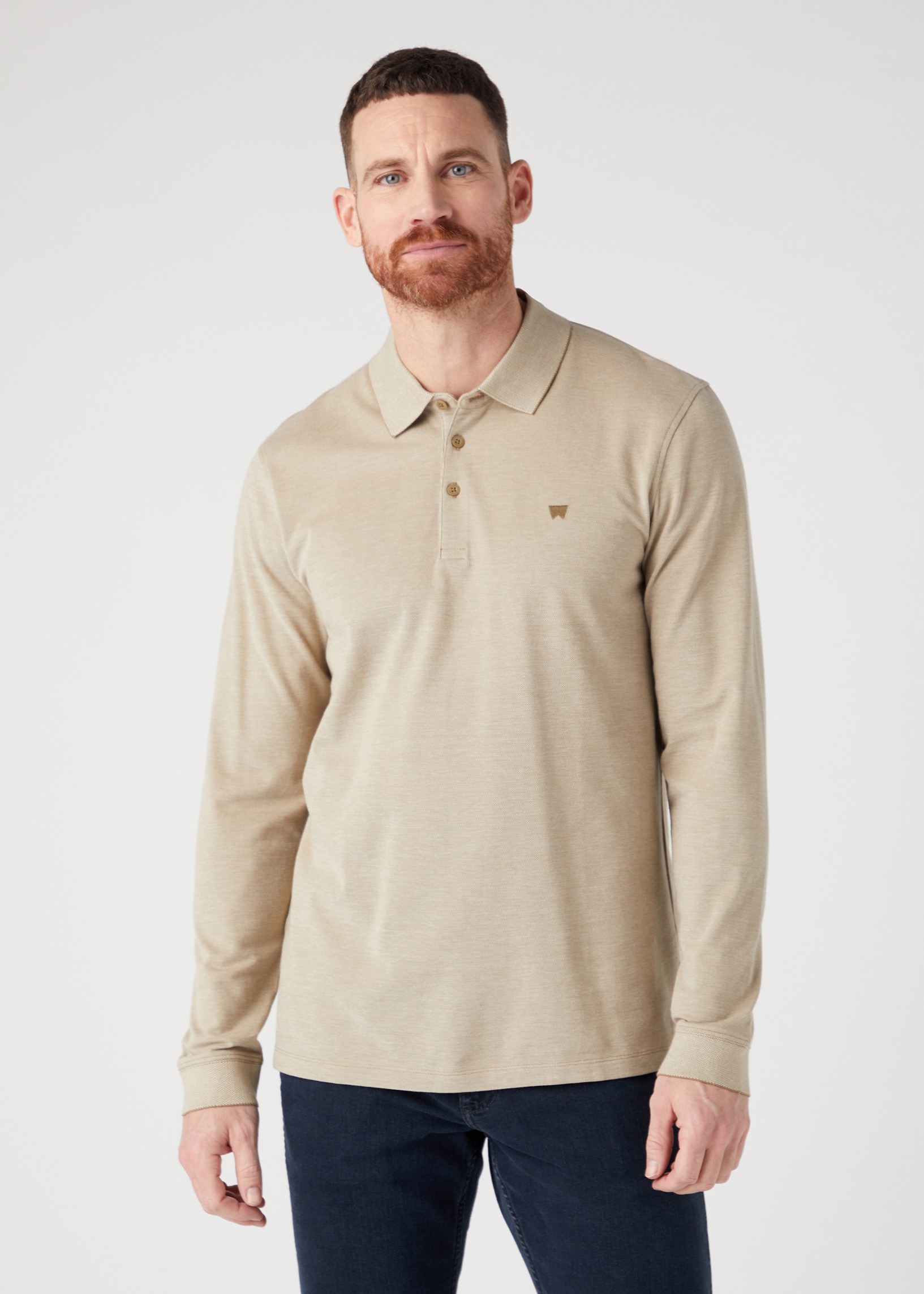 

Лонгслив мужской Wrangler Men Ls Refined Polo бежевый M, Men Ls Refined Polo