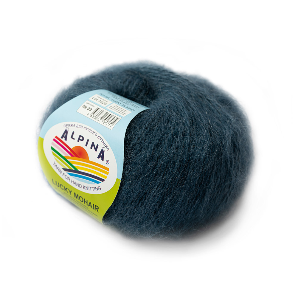 

Alpina Lucky Mohair, кид мохер, акрил, 10х50 г, 150 м, цвет 09 джинсовый, Синий