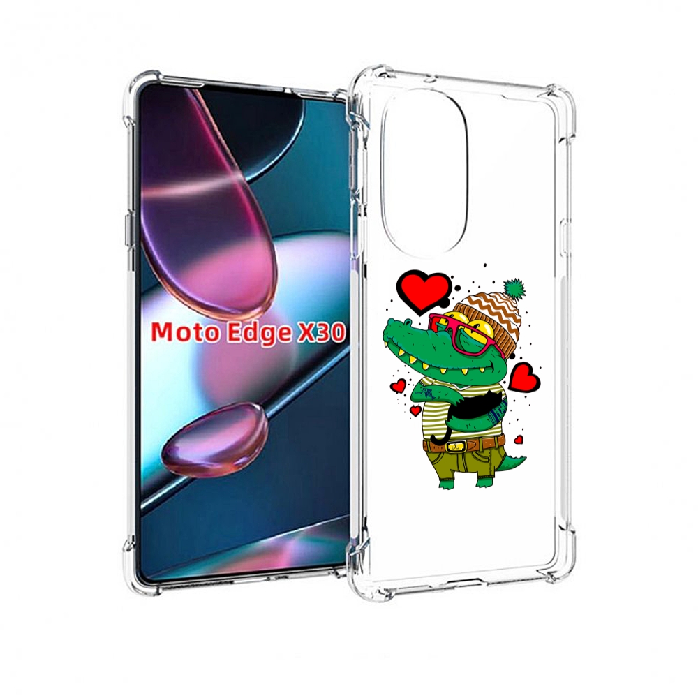 

Чехол MyPads Влюбленный крокодил для Motorola Moto Edge X30, Прозрачный, Tocco