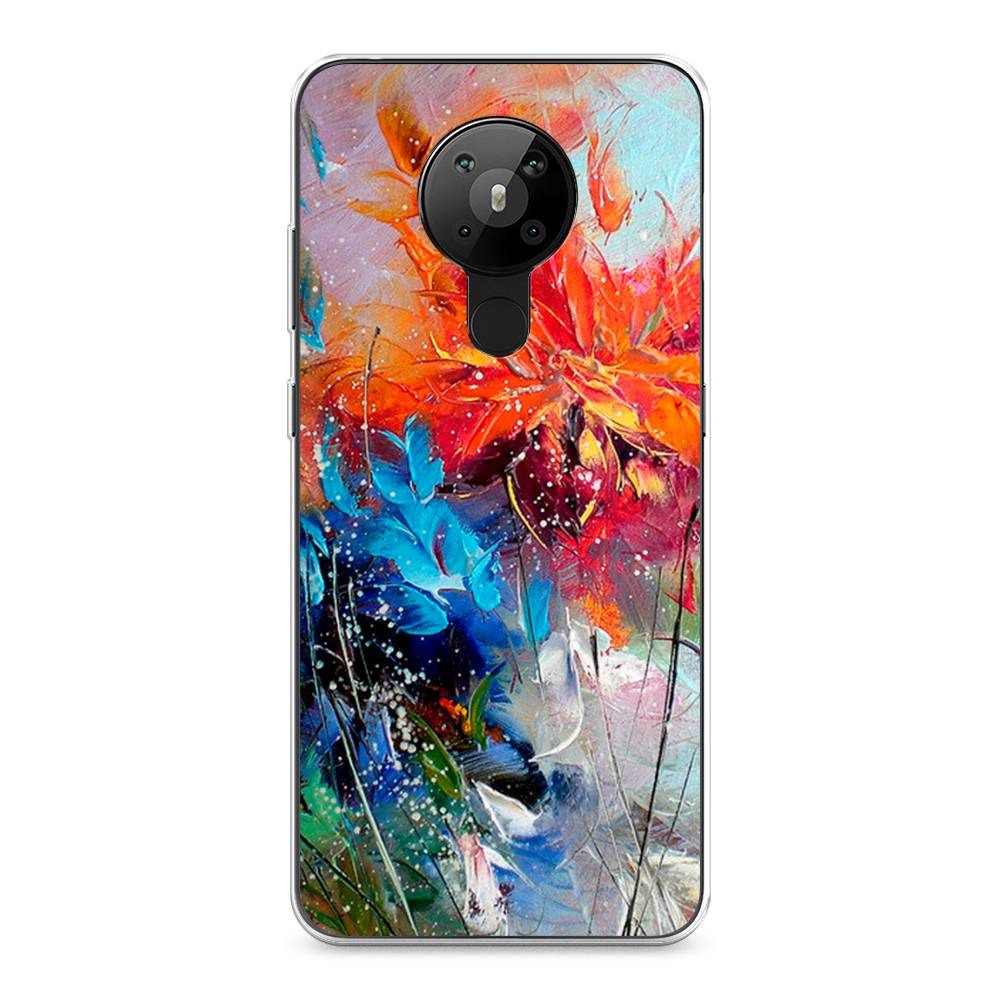

Чехол на Nokia 5.3 "Абстрактные цветы", Оранжевый;синий, 123450-4