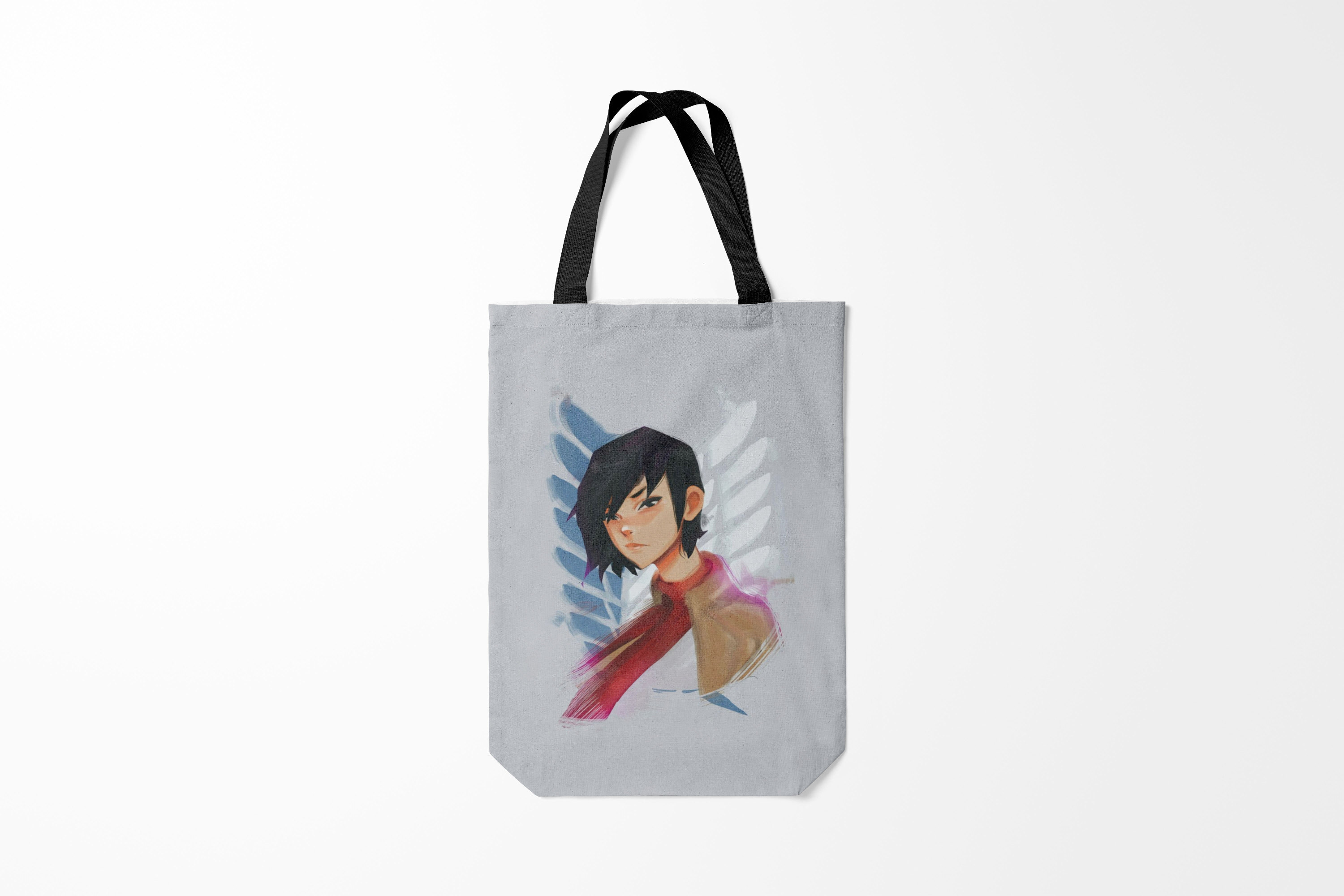 

Сумка шoппер унисекс Burnettie Атака Титанов Logo and Mikasa, серый, Атака Титанов Logo and Mikasa
