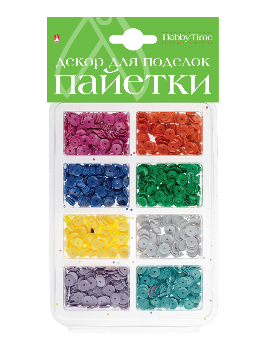 

Декор для поделок 3D пайетки цветные №29 , 6 мм, 8 цветов Альт 2-418/01, Разноцветный