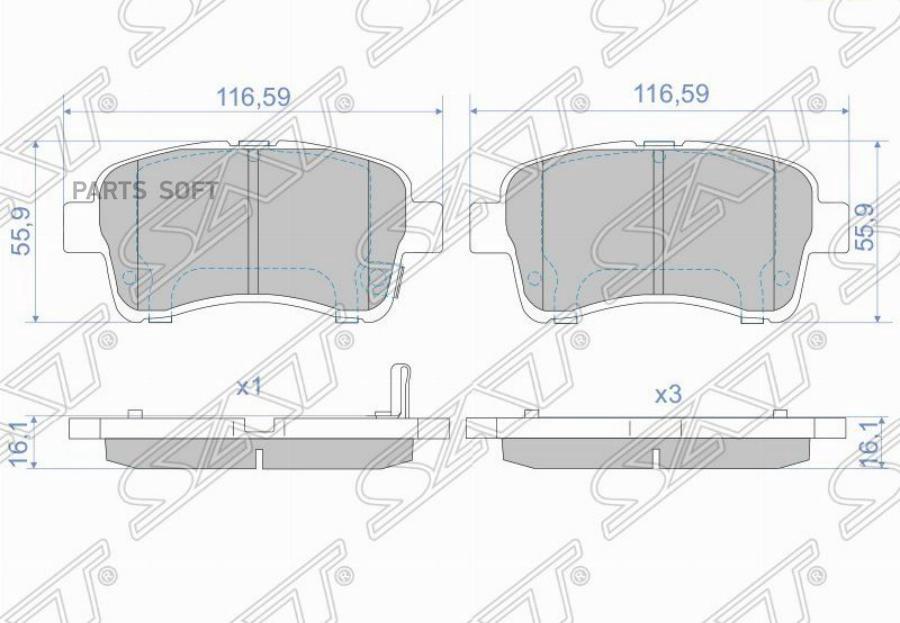 

Тормозные колодки SAT передние для Suzuki Aerio, Liana 2001-2008 ST5581054G11