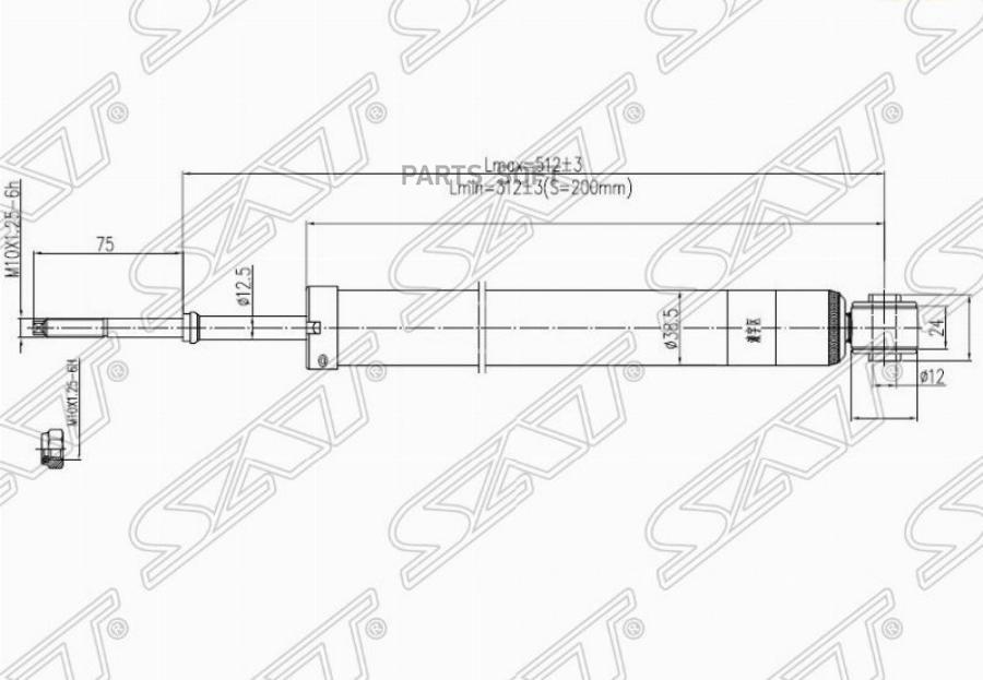 

Амортизатор Задний Nissan March/Micra/Cube 92-02 Rh=Lh Sat арт. ST-56210-41B25