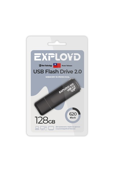 

Флэш драйв USB 128GB 2.0 Exployd 620 White