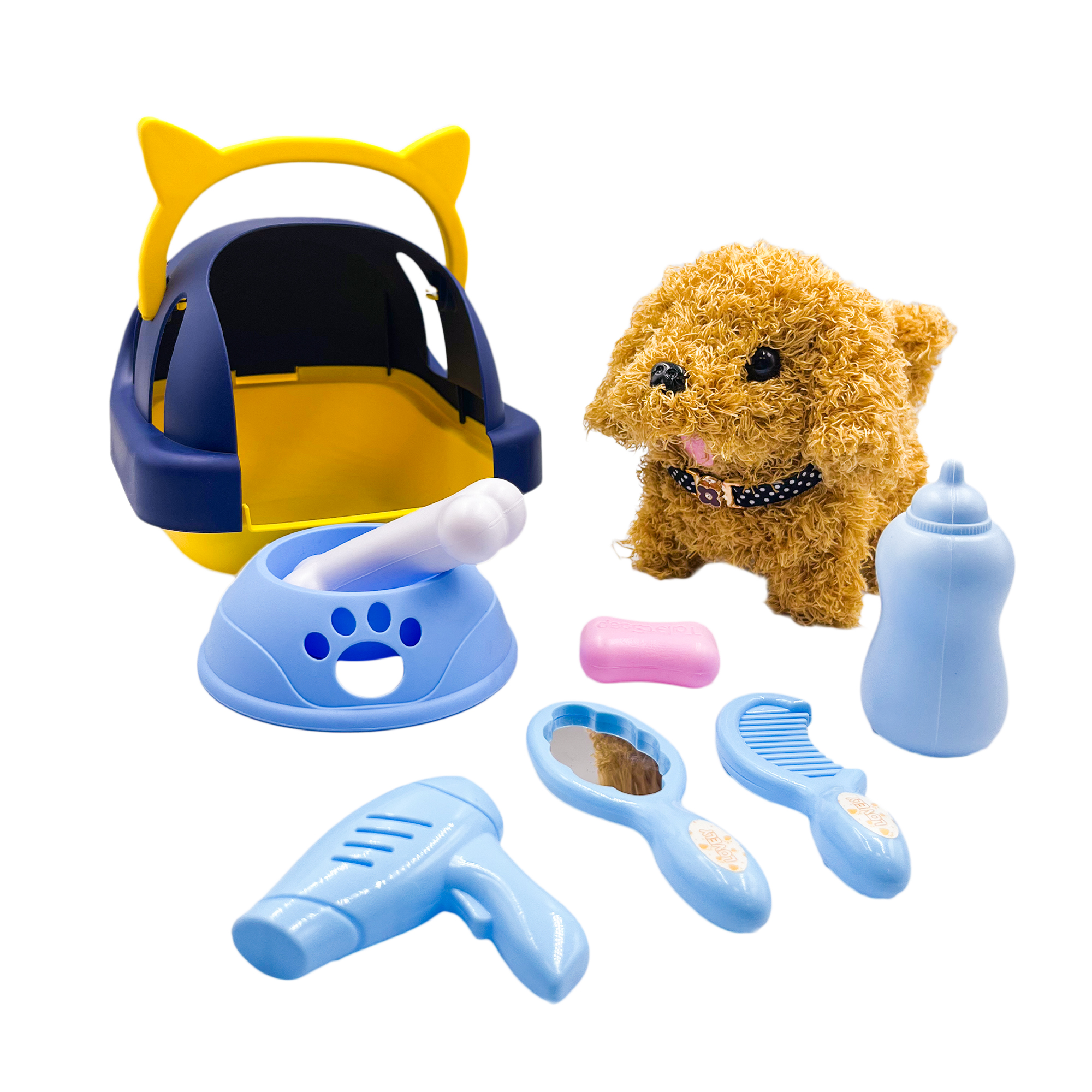 

Интерактивная мягкая игрушка SHARKTOYS Весёлый щеночек Мальтипу, ходит, лает, кушает, Голубой;коричневый