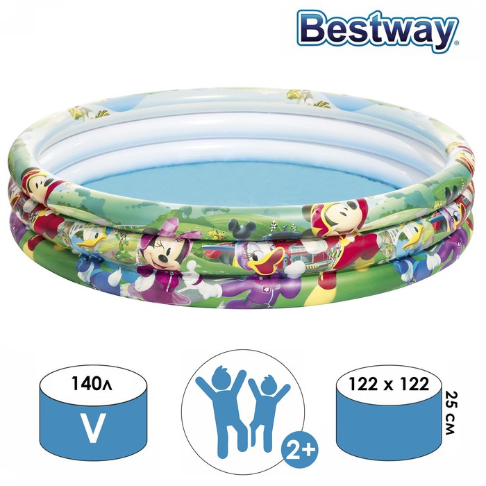 Детский бассейн Bestway Микки Маус, 122х25 см, от 2 лет, 91007, 694266