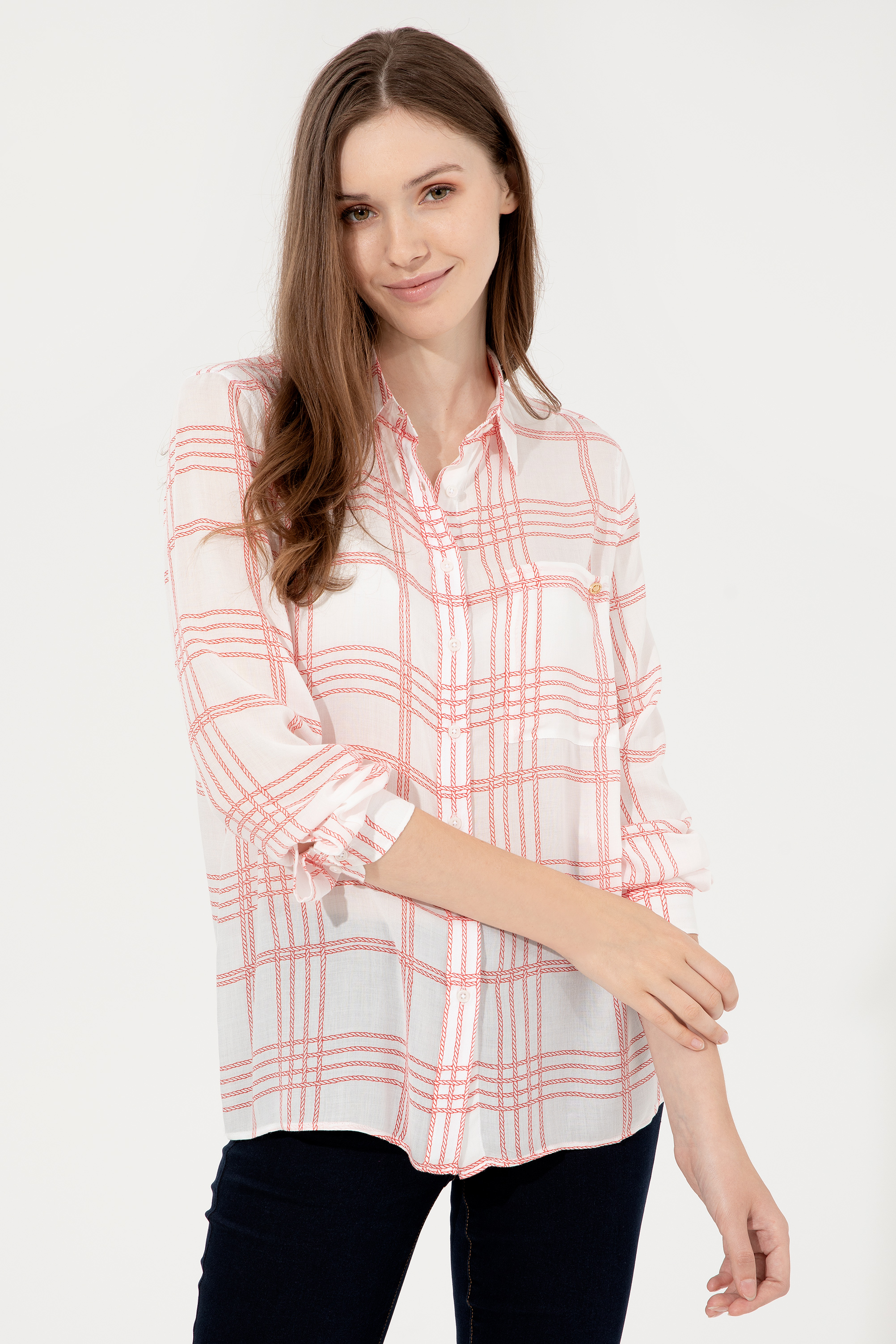 

Рубашка женская U.S. POLO Assn. G082SZ0040SALIX белая 38, Розовый, G082SZ0040SALIX