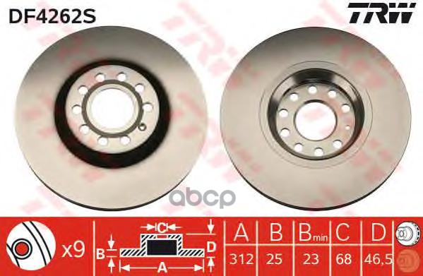 

Диск тормозной передний audi a4 b6, b7, a6 c5, vw passat 3b_ 312мм df4262s