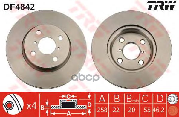 

Диск тормозной передн TOYOTA: YARIS (_P1_) 99-, YARIS (_P9_) 05-, TOYOTA (FAW): VIOS 08-