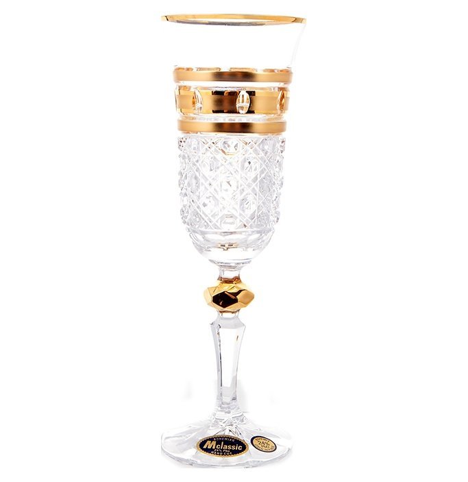 фото Бокалы для шампанского 150 мл 6 шт mclassic "хрусталь /золотые окошки 4" 125458