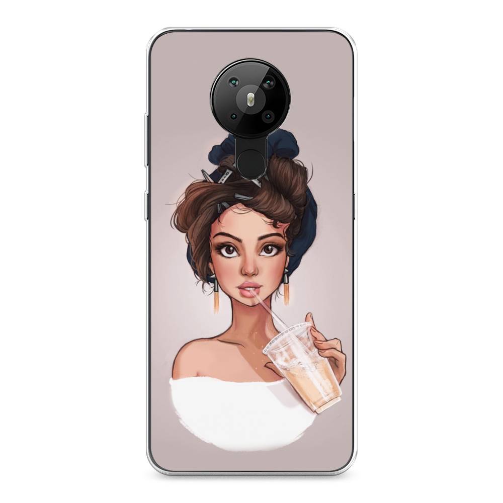 

Чехол на Nokia 5.3 "Девушка с фраппе", Серый, 123450-6