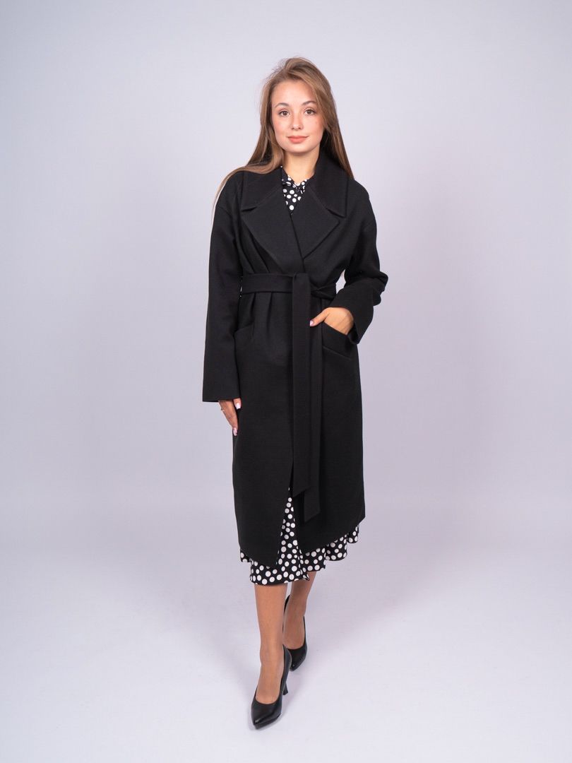 Пальто женское 365 clothes KR-184-Рубчик черное 50 RU
