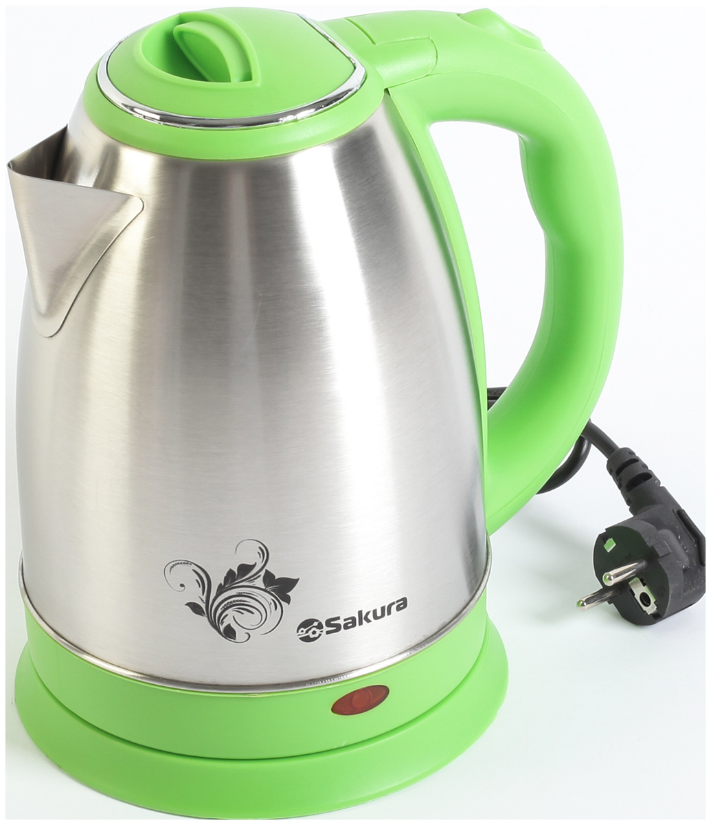 Чайник электрический SAKURA SA-2134GS 1.8 л зеленый, серебристый пароварка morphy richards 460006 серебристый зеленый