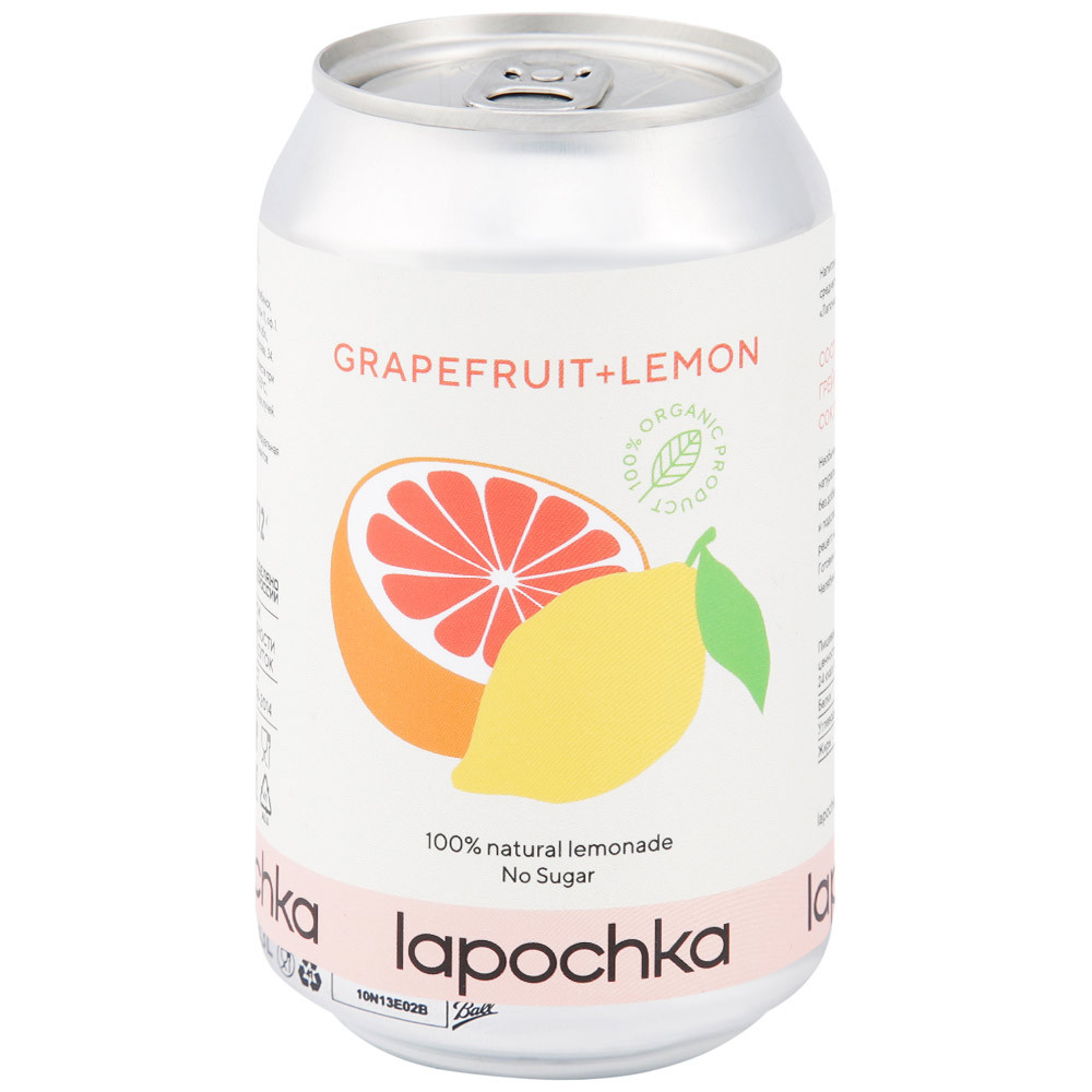 Напиток Lapochka Лимонад Грейпфрут Лимон среднегазированный 0.33 л