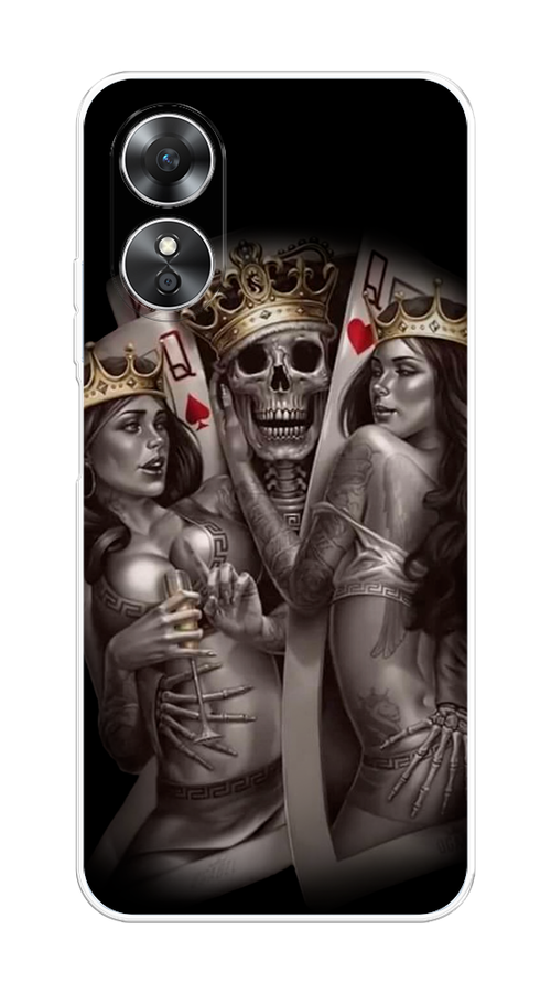 

Чехол на Oppo A17 "Карты король и королевы", Серый;желтый, 2512050-6