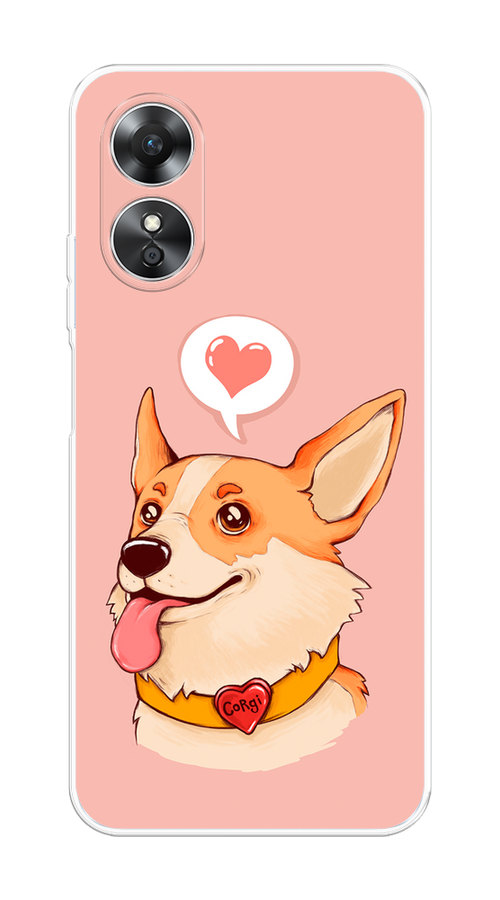 

Чехол на Oppo A17 "Корги язык", Розовый;коричневый, 2512050-1