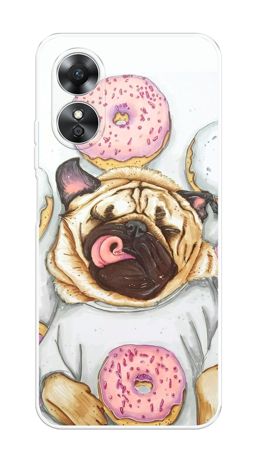 

Чехол на Oppo A17 "Счастливый мопс", Розовый;бежевый;коричневый, 2512050-1