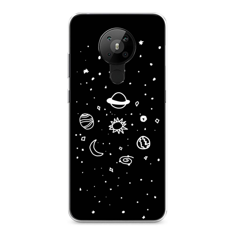 

Чехол на Nokia 5.3 "Дудл солнечной системы", Бежевый;серый, 123450-2