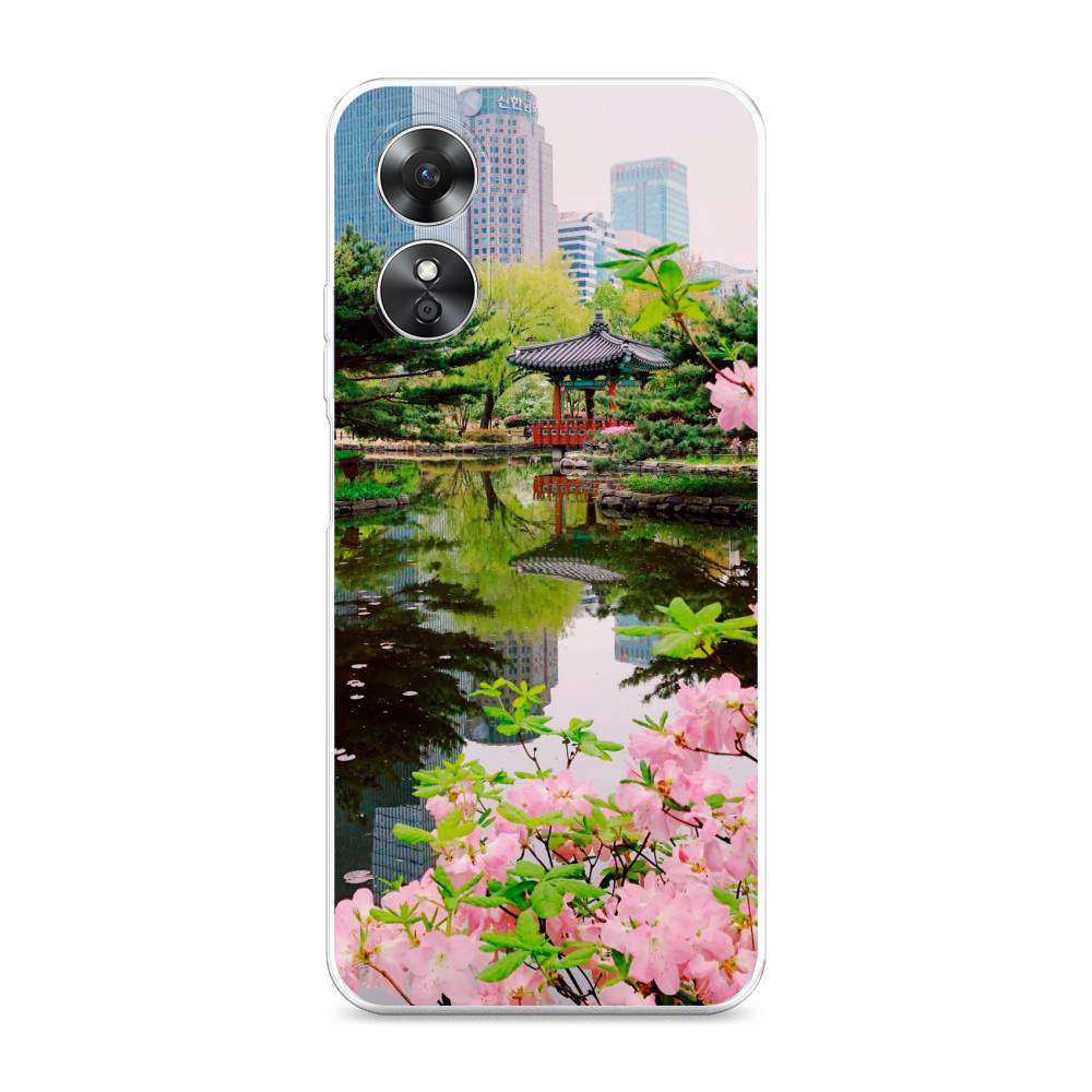 

Чехол для Oppo A17 "Сакура возле озера", Зеленый;розовый;голубой, 2512050-2