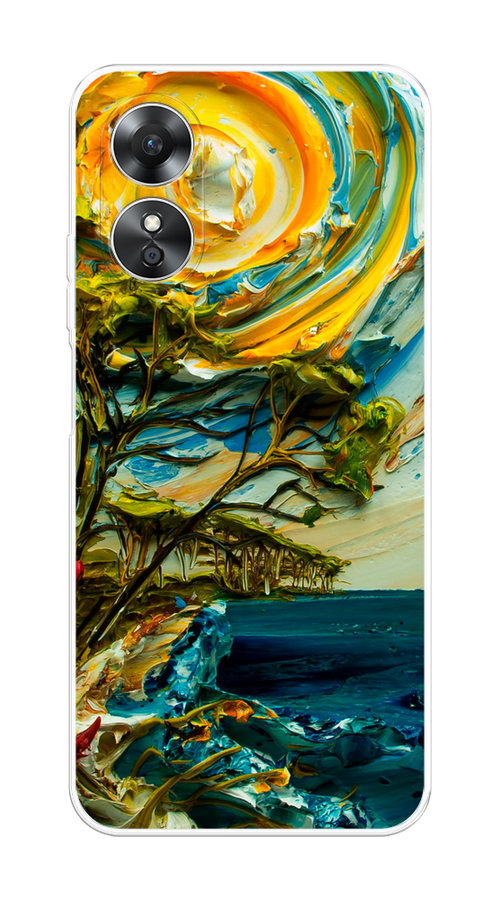 

Чехол на Oppo A17 "Солнце живопись", Желтый;синий, 2512050-4