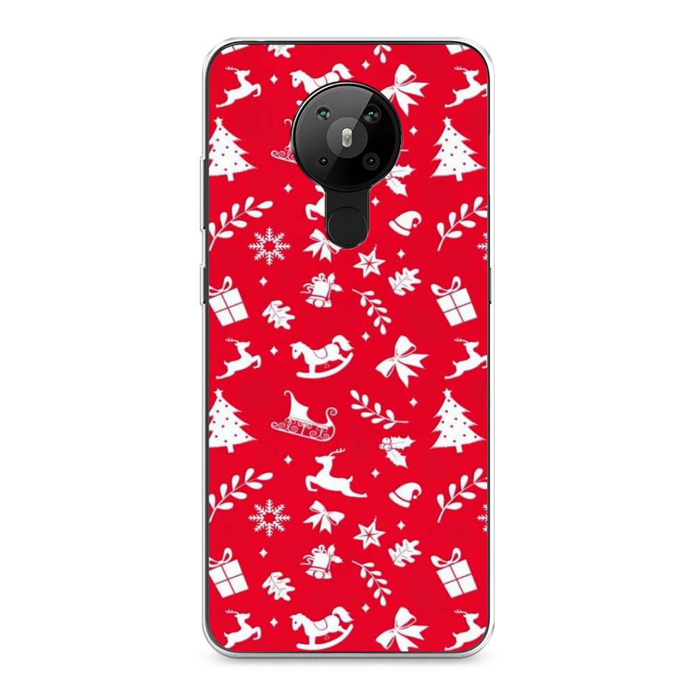 

Чехол на Nokia 5.3 "Красный новогодний фон", Красный;белый, 123450-5