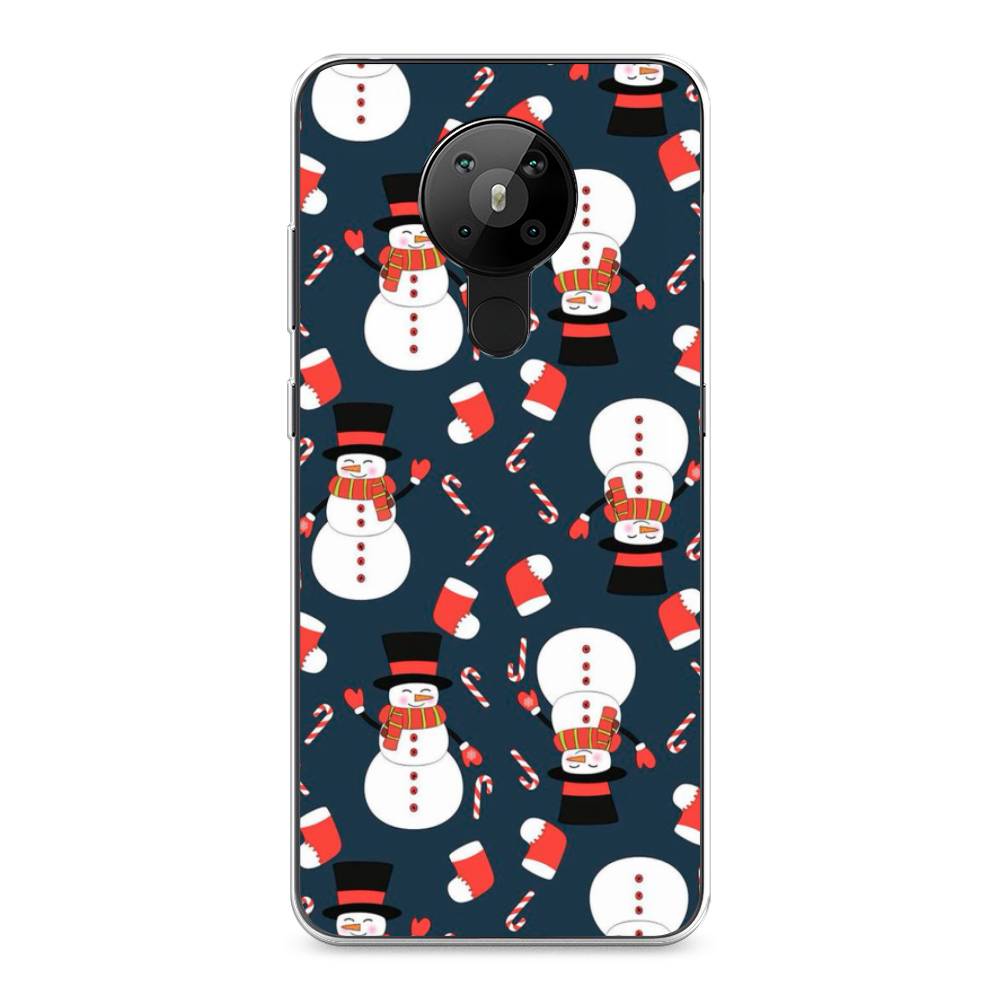 

Чехол на Nokia 5.3 "Синие снеговики", Синий;белый;красный, 123450-5
