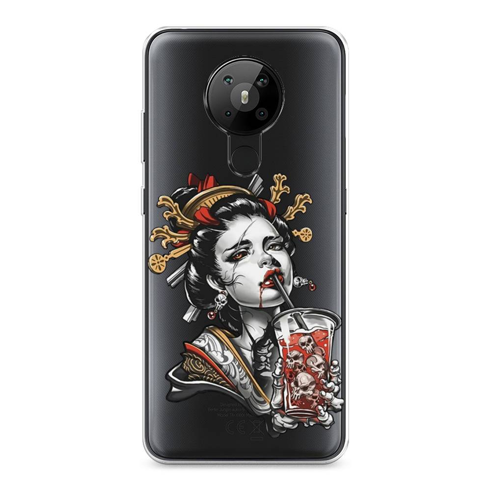 

Чехол на Nokia 5.3 "Опасная гейша", Красный;черный;серый, 123450-4