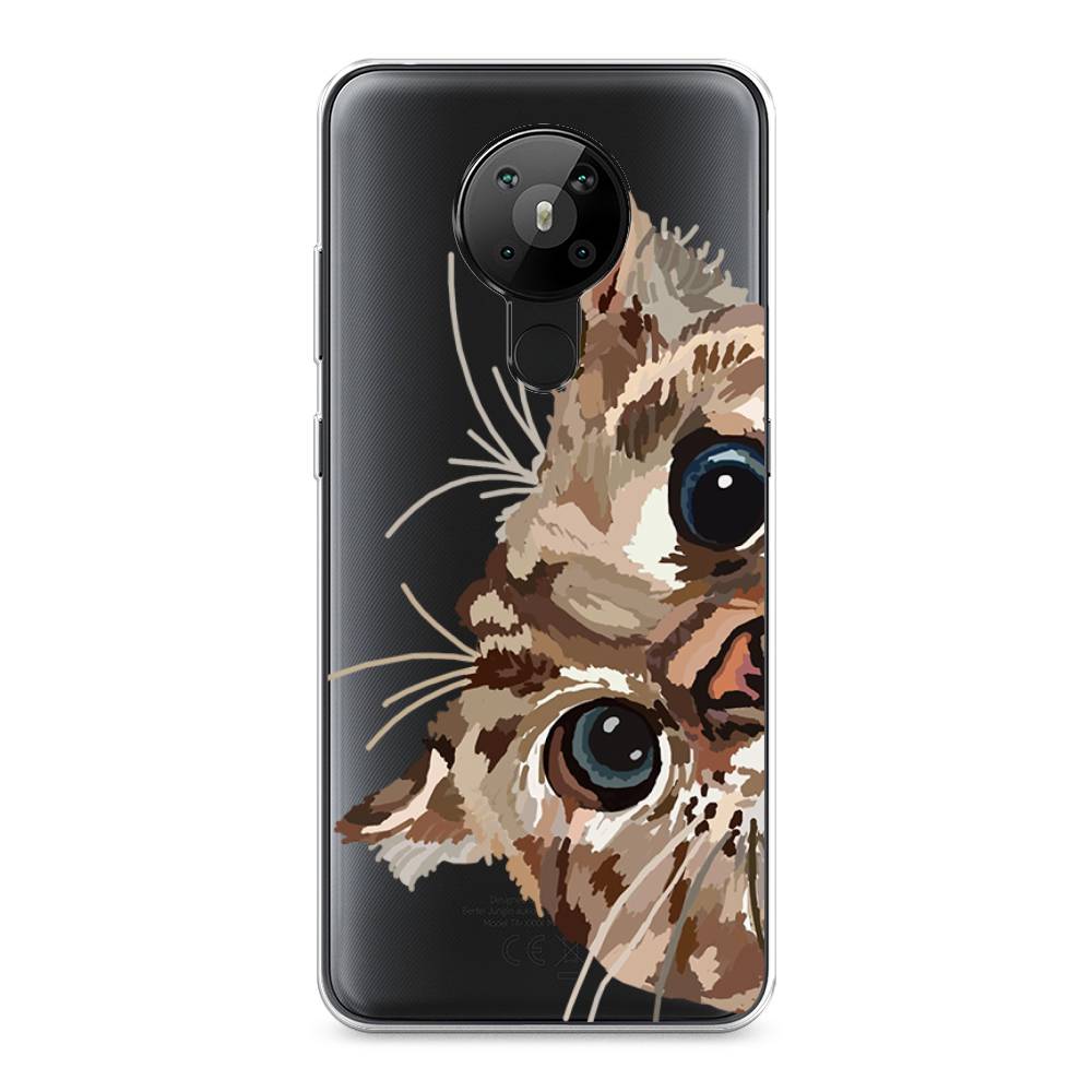 

Чехол на Nokia 5.3 "Любопытный кот", Коричневый;синий;черный, 123450-1