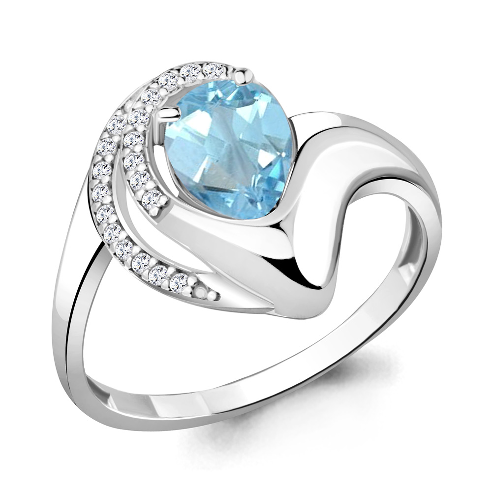 

Кольцо из серебра р.  AQUAMARINE 6579602А_925_р, 6579602А_925_р