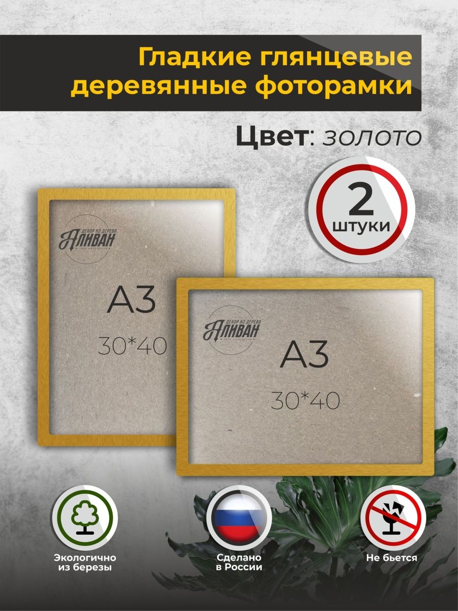 

Набор рамок 30х40 А3 2 шт, Золотистый, рА3