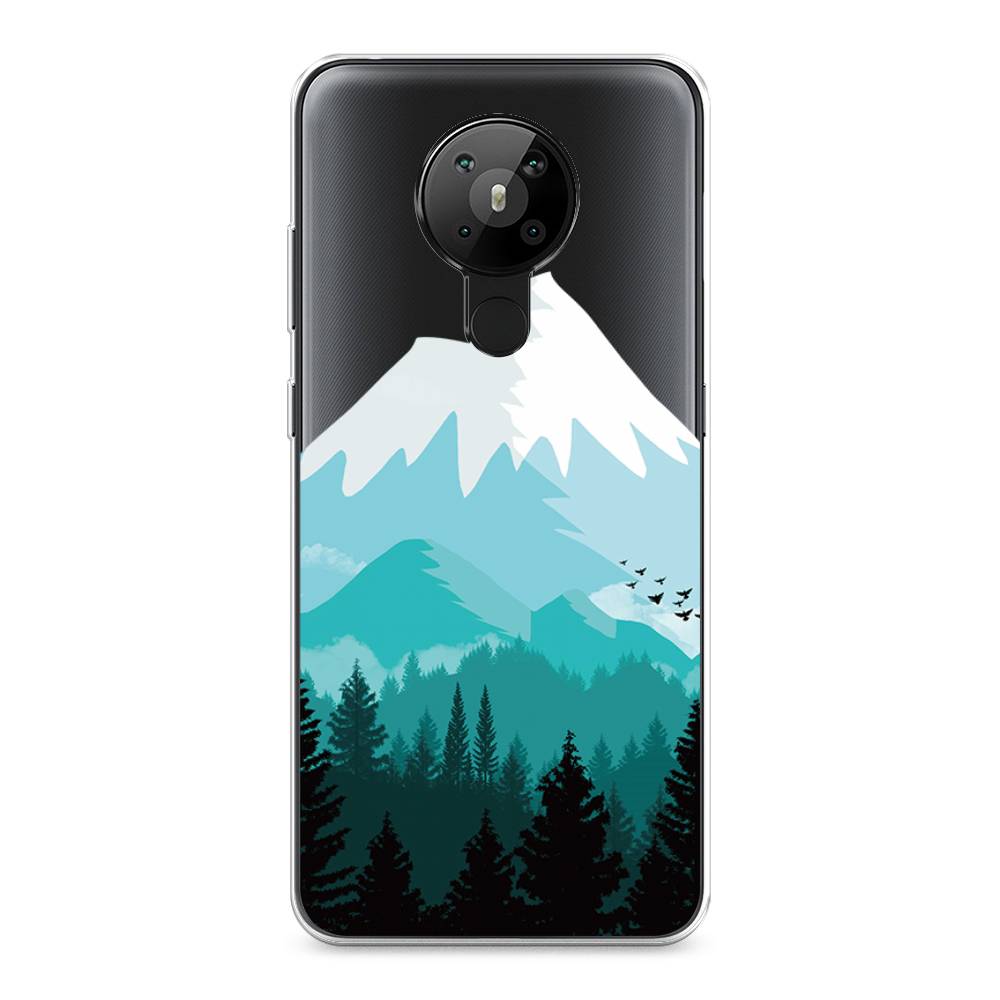 

Чехол на Nokia 5.3 "Синяя снежная гора", Белый;голубой, 123450-2